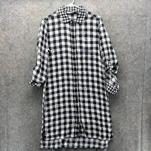 Diane Von Furstenberg Shirt Dress Womens 16 Black White Check Plaid Tunic
